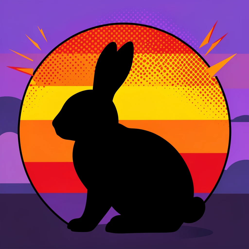 A rabbit silhouetted against a lit sunset