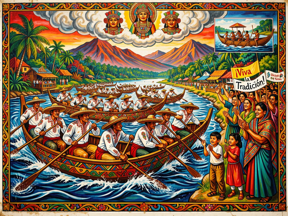 A traditional boat race held on a wide river