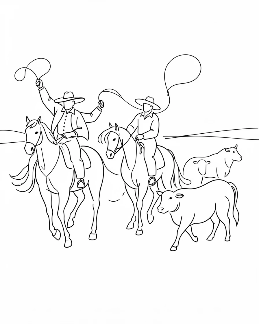 A group of Argentine gauchos rounding up cattle on the pampas