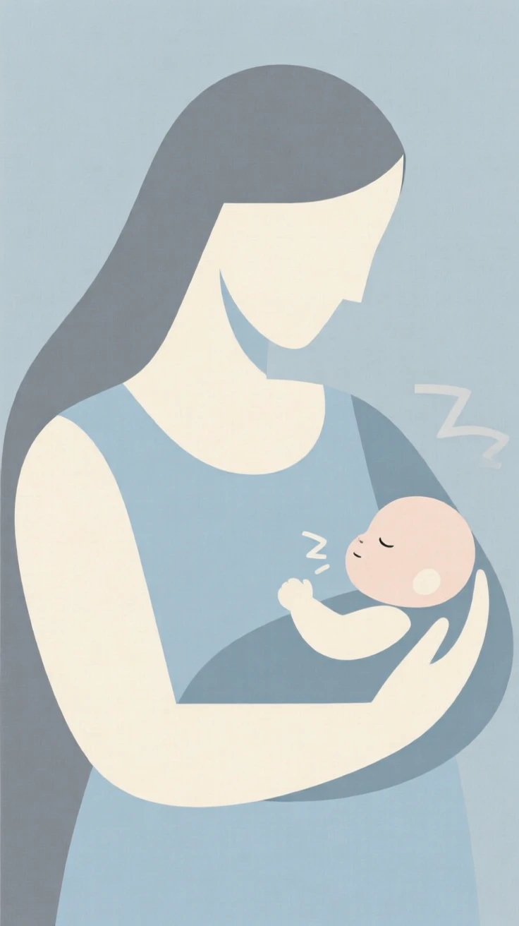 A mother rocking her baby to sleep