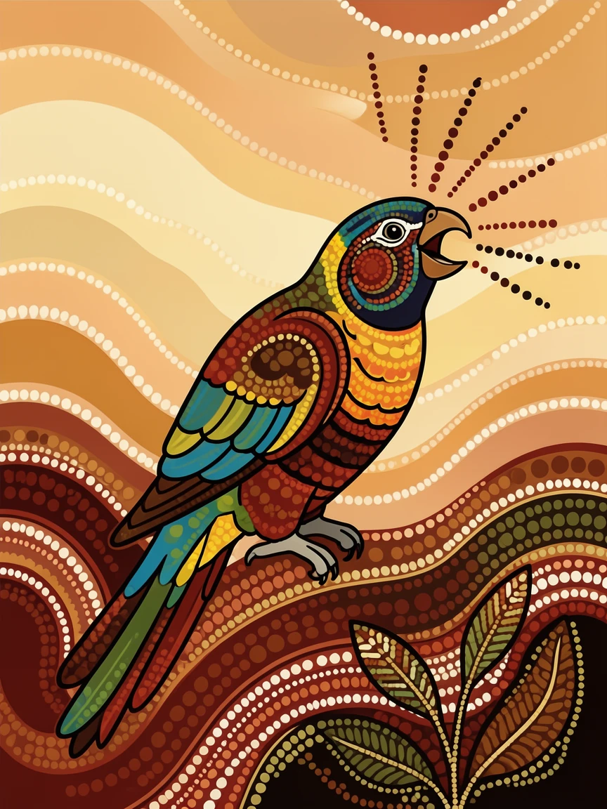 A rainbow lorikeet calling out at first light