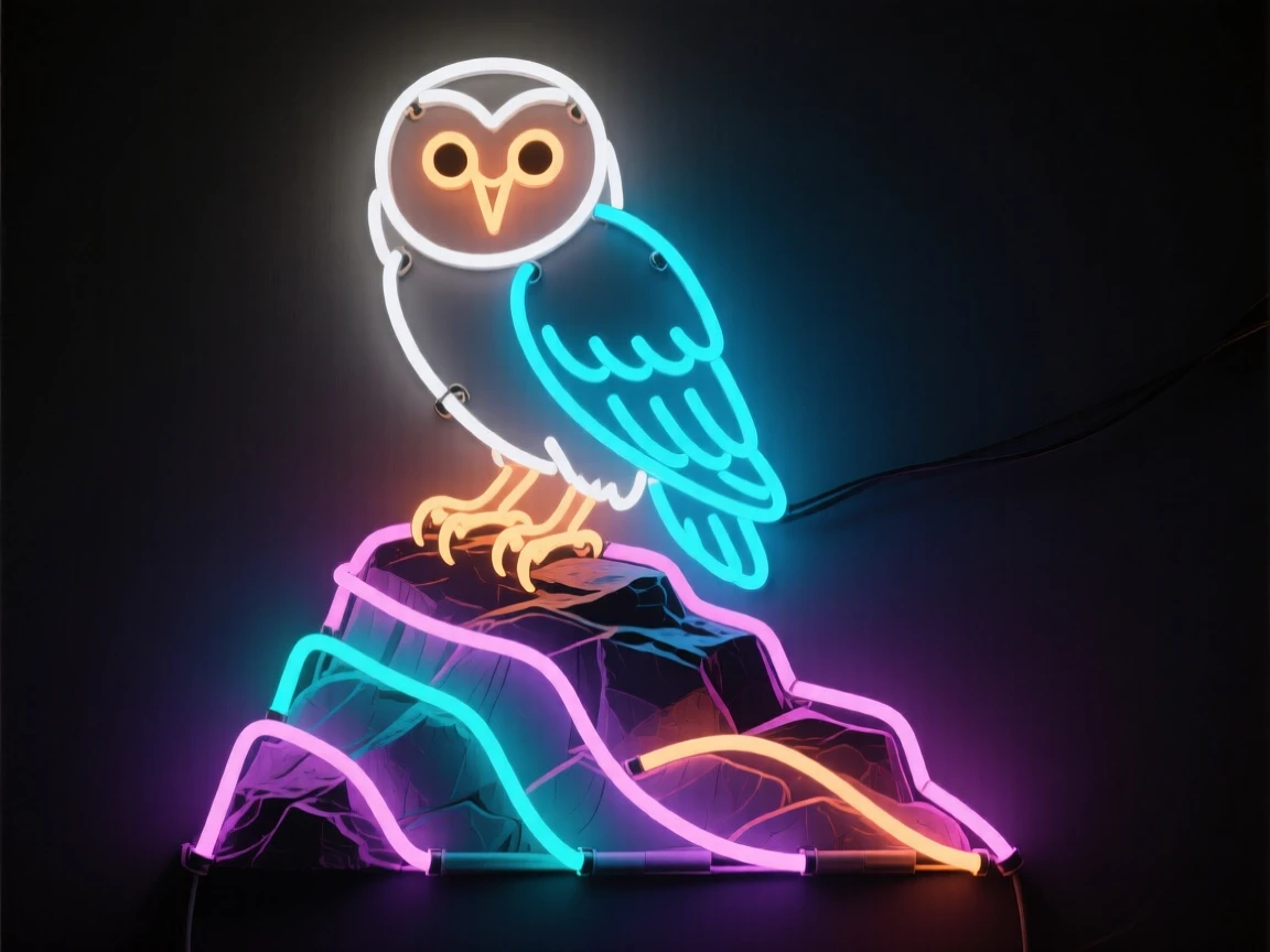 A barn owl perched attentively atop a rocky outcrop.