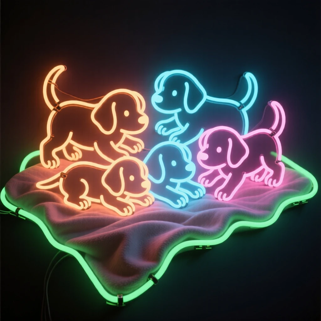 A litter of puppies tumbling over each other on a soft blanket.