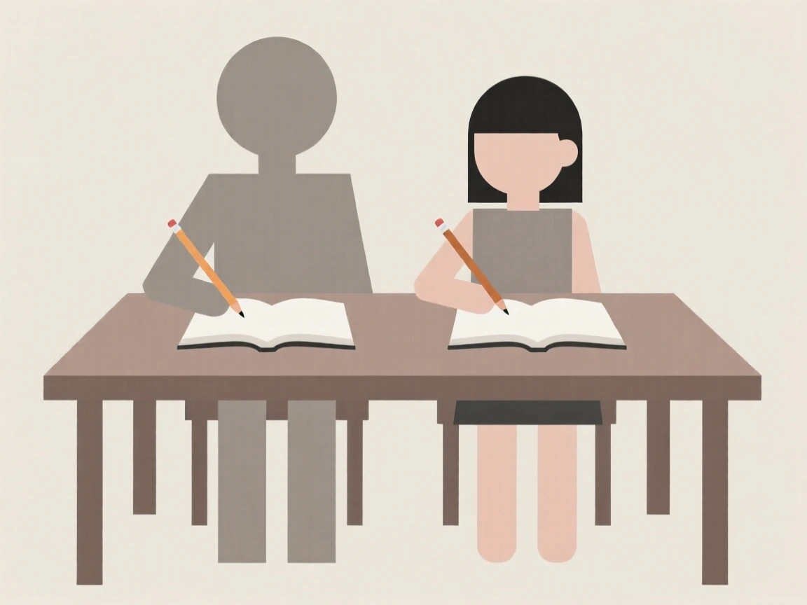 Siblings doing homework together at a table