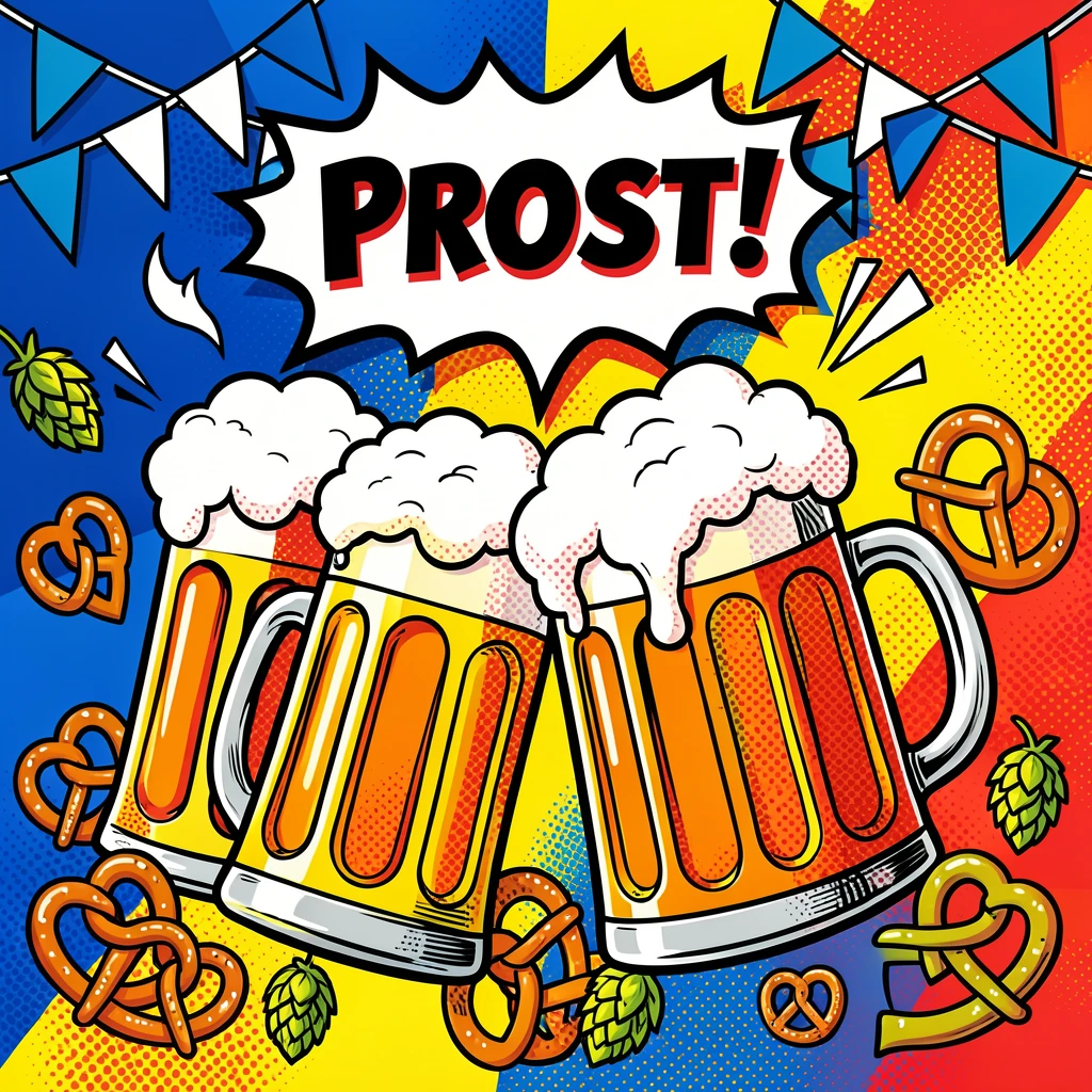 An Oktoberfest celebration with beer steins and decorations