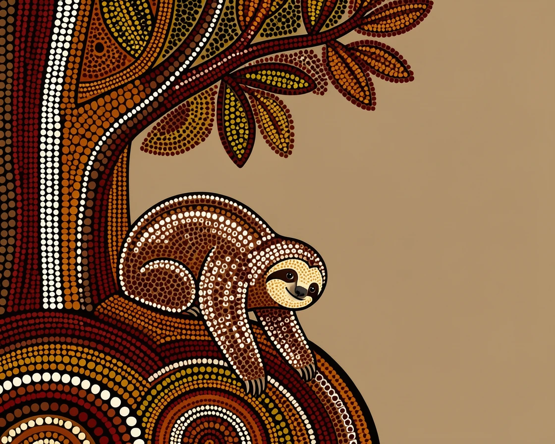 A sloth pausing at the edge of a forest