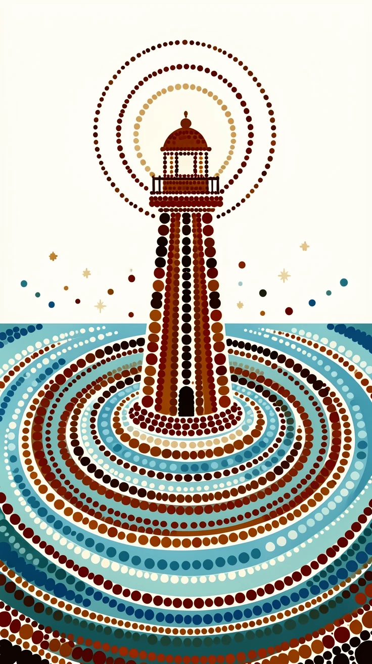 A lighthouse drifting through crystal clear water