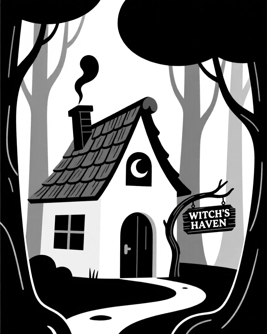 A witch's cottage deep in an enchanted wood.