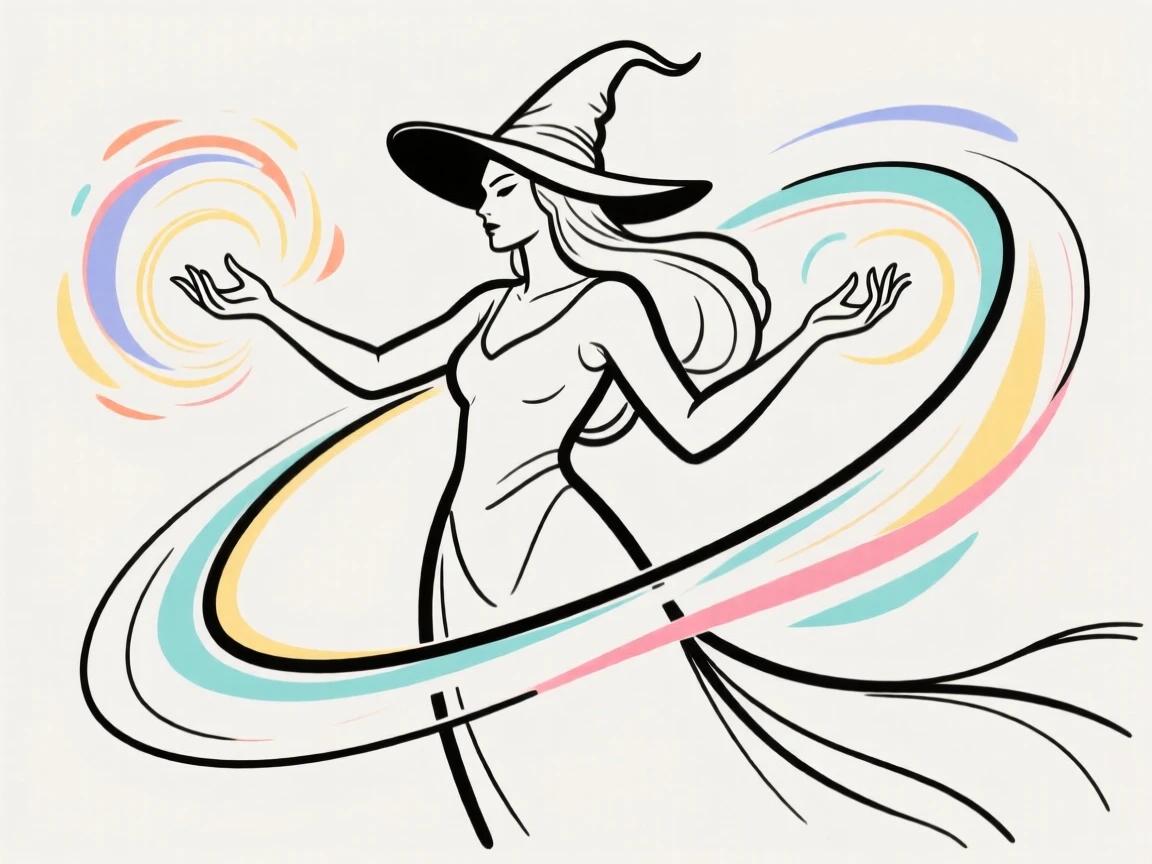 A sorceress summoning a swirl of magical energy from her hands.
