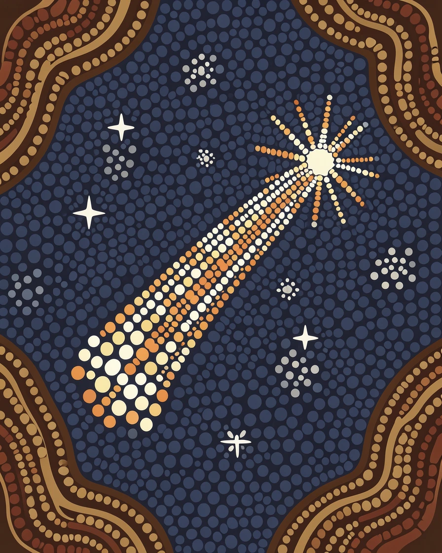 A shooting star crossing a clear winter sky