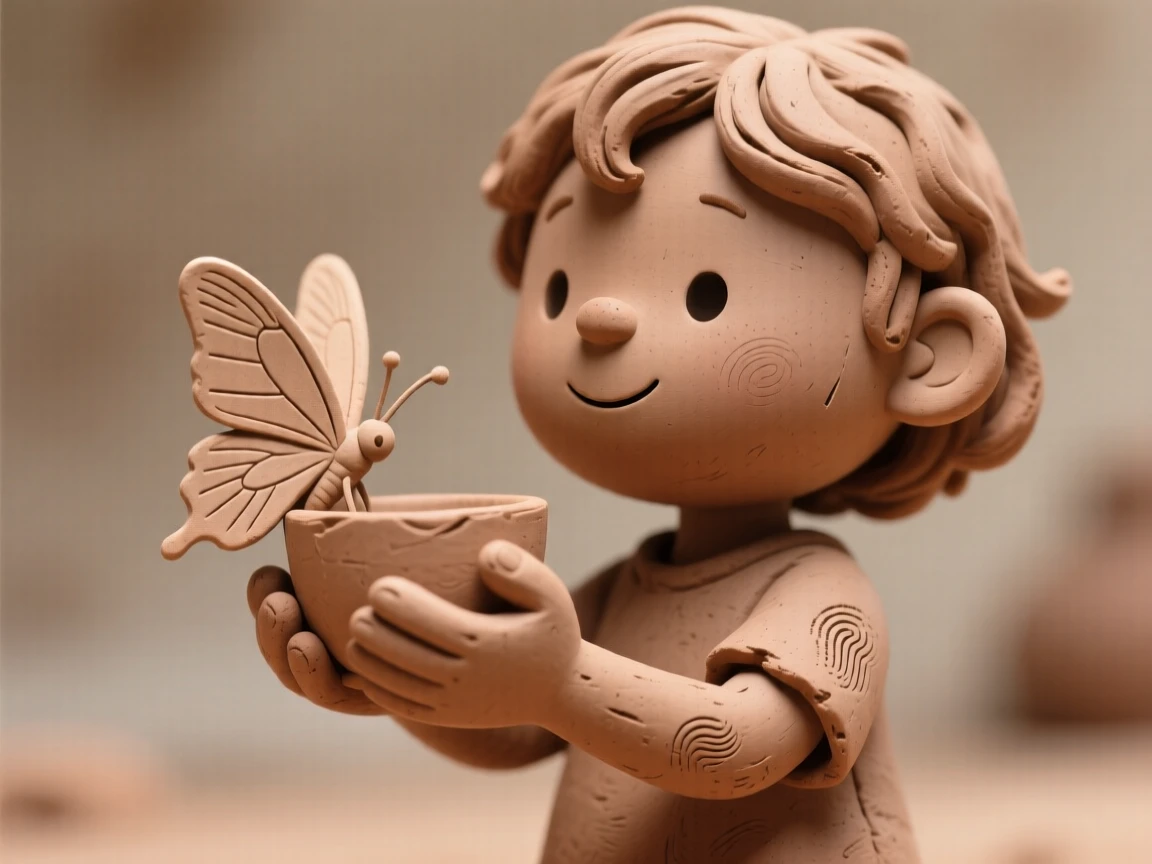 A child releasing a rescued butterfly from cupped hands
