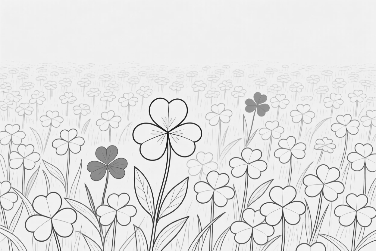 A field of clover with a few four-leaf varieties hidden