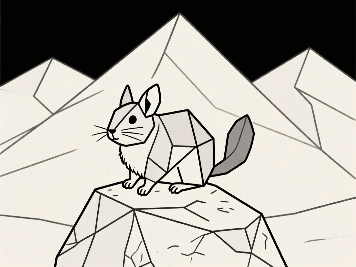 A chinchilla perched on a rock in the mountains