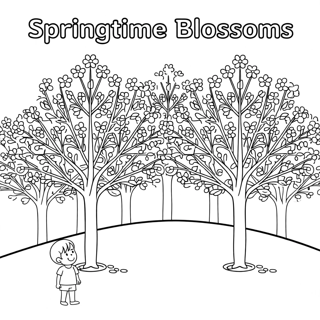 A hillside covered in blooming cherry blossom trees