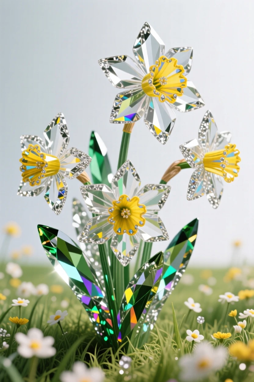 A meadow of wild daffodils heralding the first days of spring.