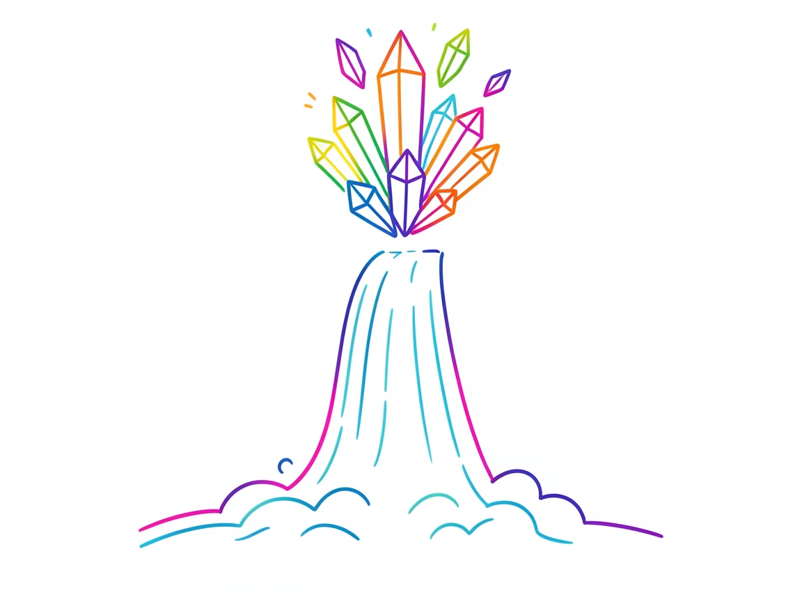 A magical waterfall that flows upward into a floating crystal formation.