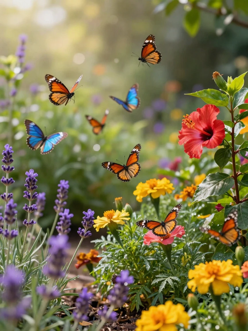 A butterfly garden alive with fluttering wings