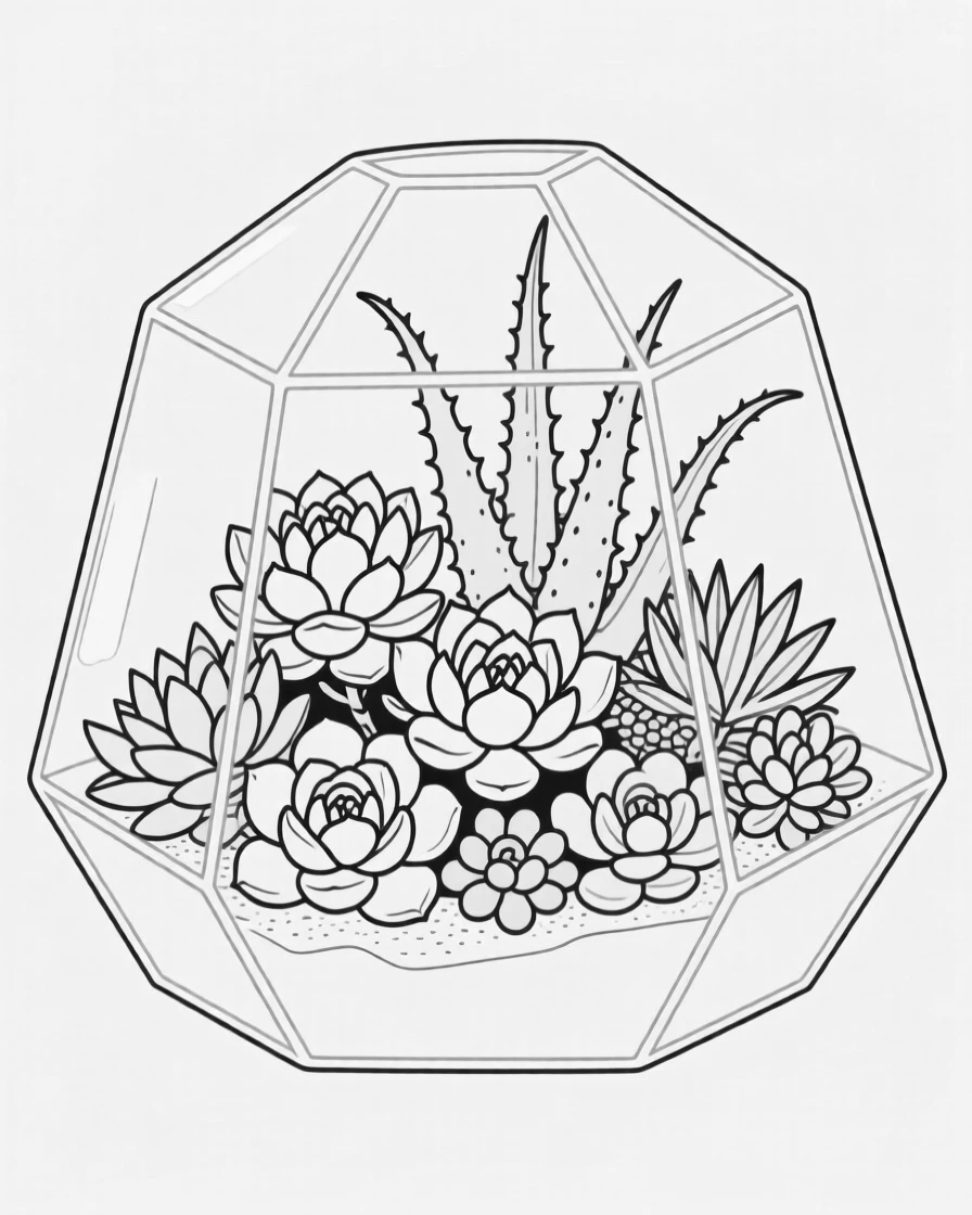 A cluster of succulents arranged in a terrarium