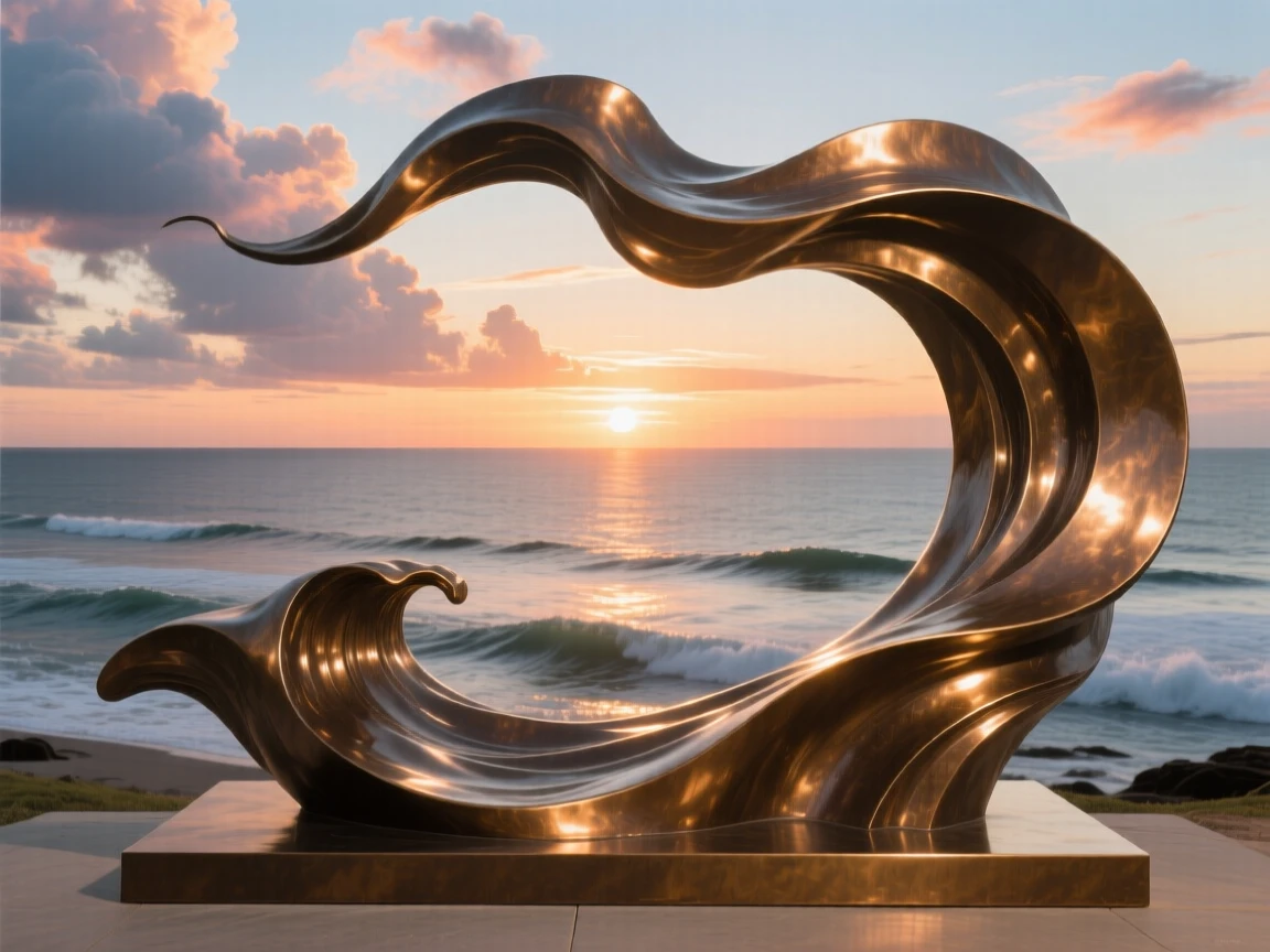 A dramatic ocean horizon at the moment of sunrise, with dramatic natural lighting and rich color, offering a breathtaking sense of place
