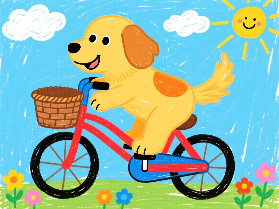 A golden retriever puppy riding along in a bicycle basket.