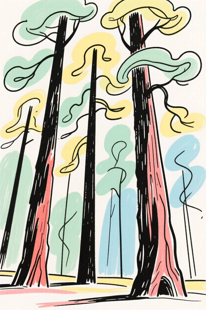 A redwood forest reaching skyward