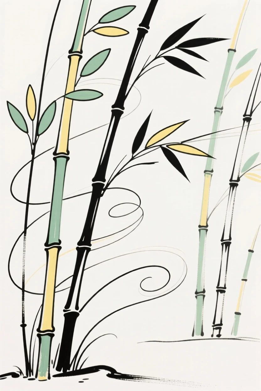 A bamboo grove swaying in the wind