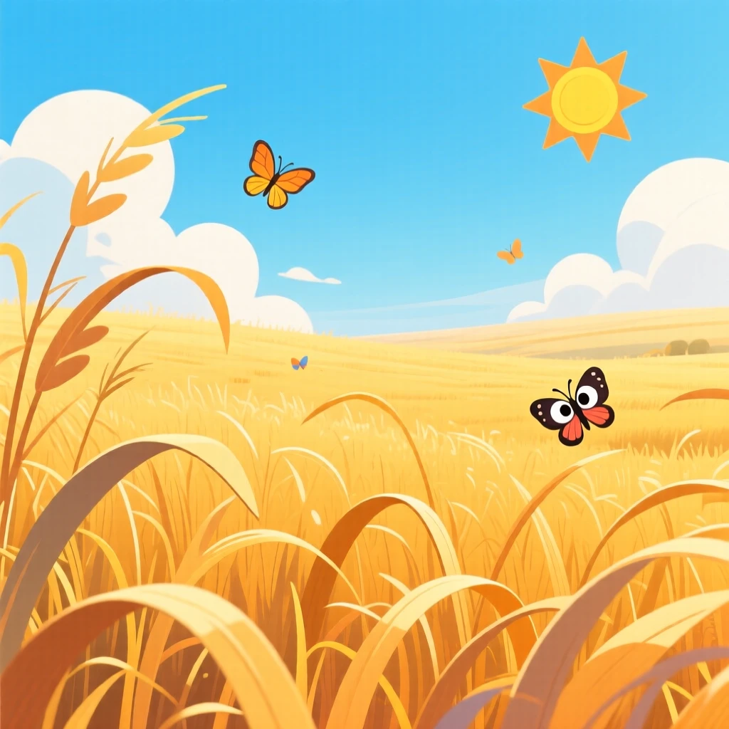 A prairie of golden grass rippling under a wide open sky.