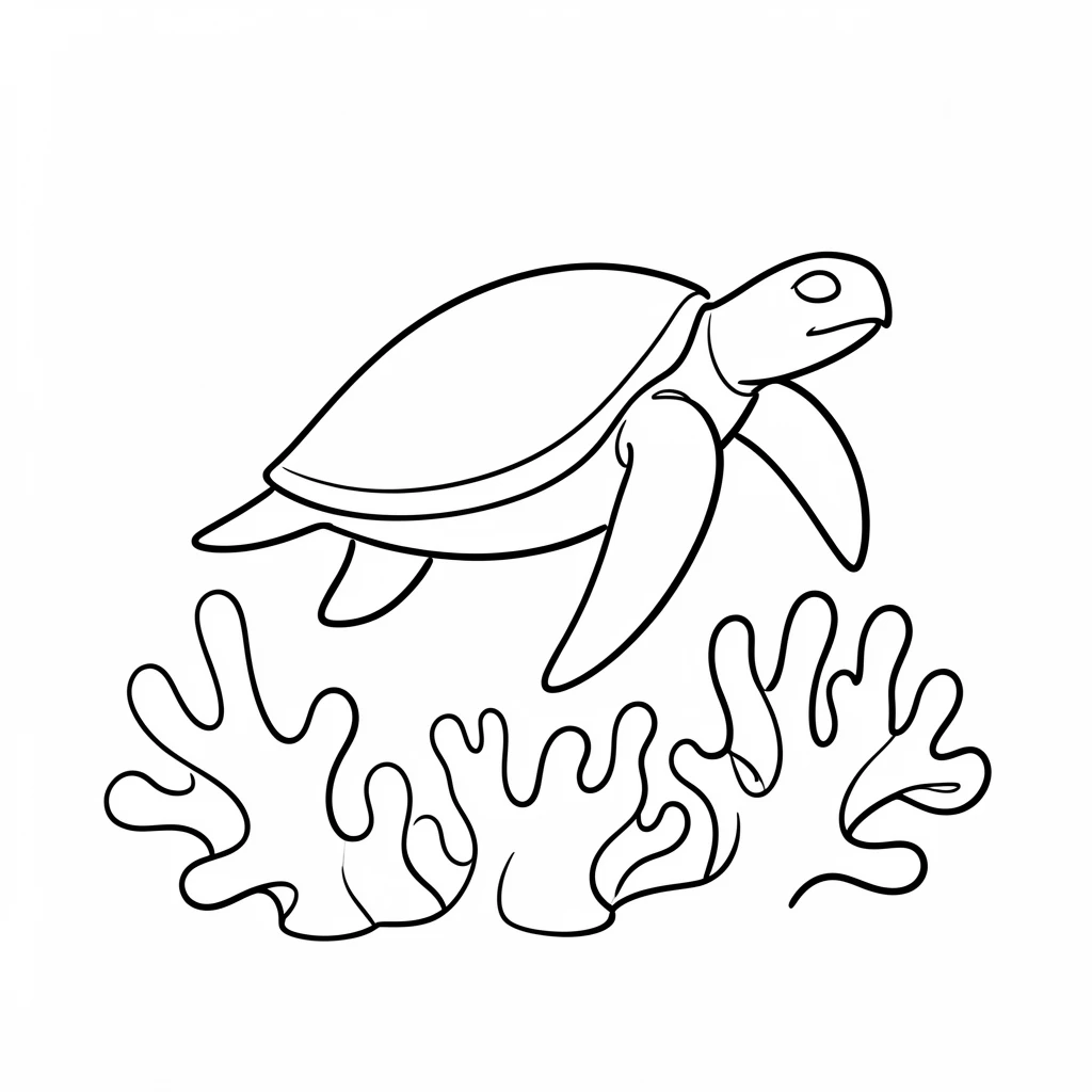 A sea turtle gliding gracefully over a vibrant coral reef
