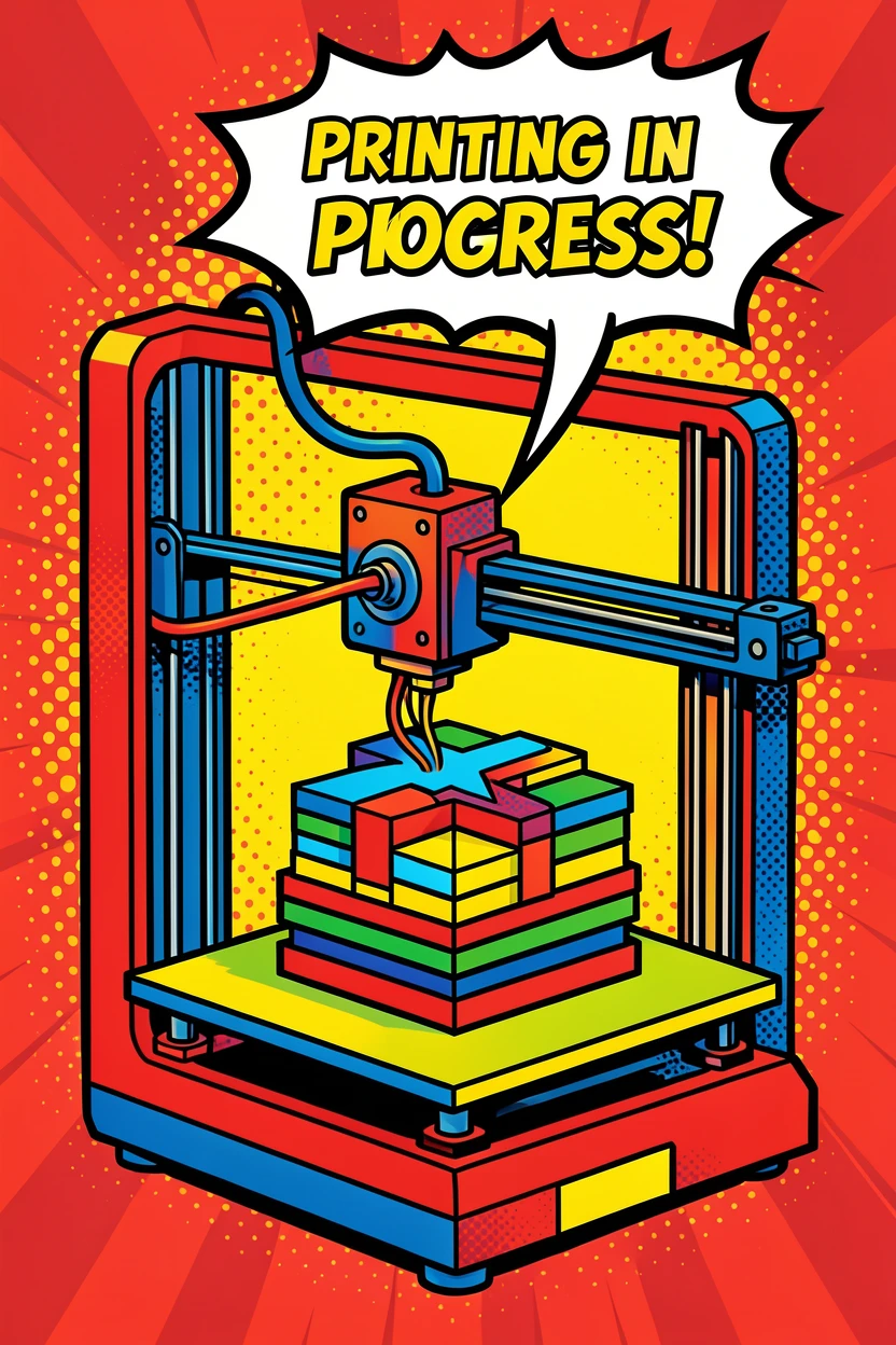 A 3D printer building an intricate object layer by layer