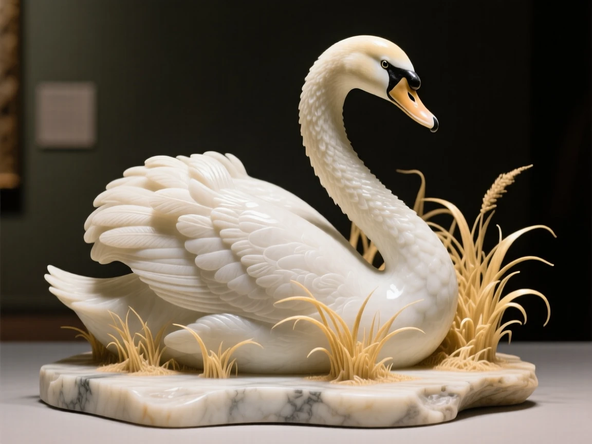 A striking close-up of a graceful swan, full of life and grace, in golden savanna grass