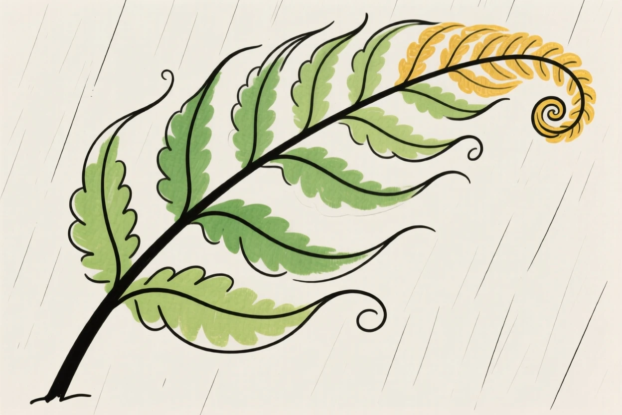 A fern unfurling in a rainforest