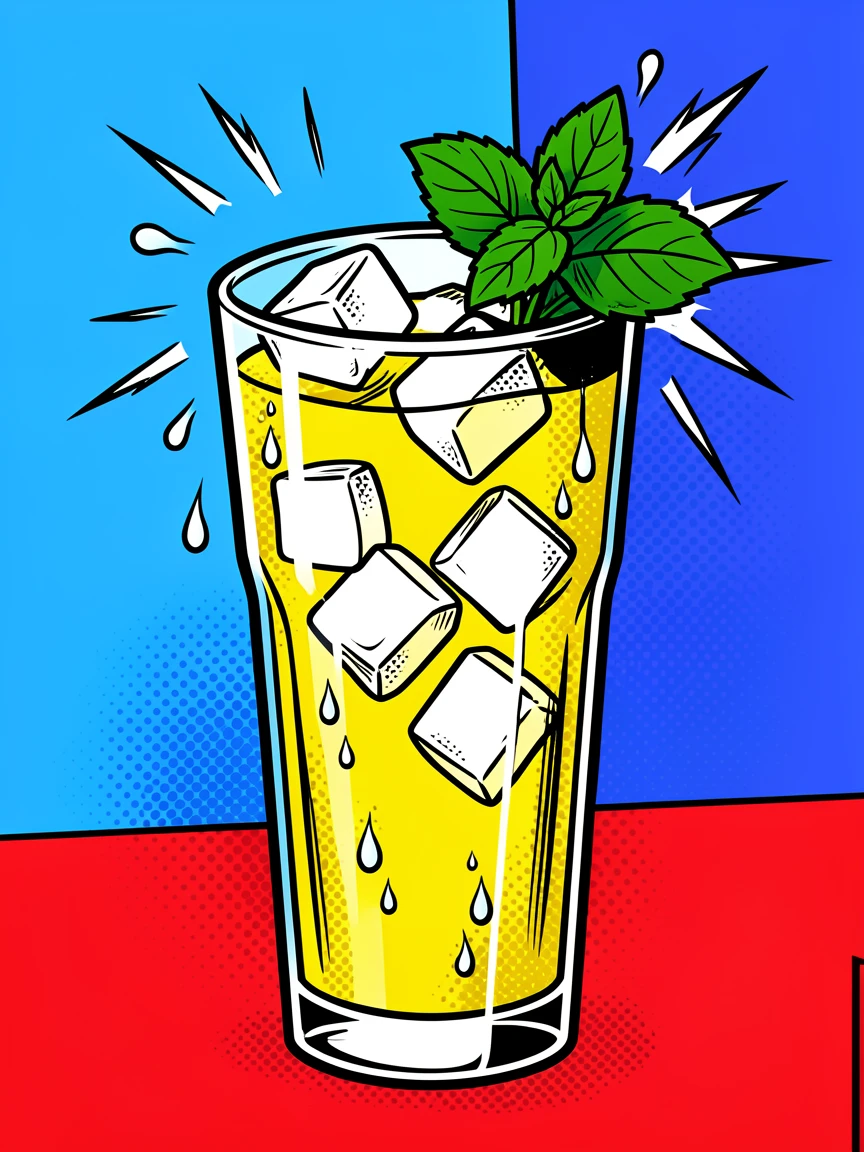 A glass of iced lemonade garnished with fresh mint