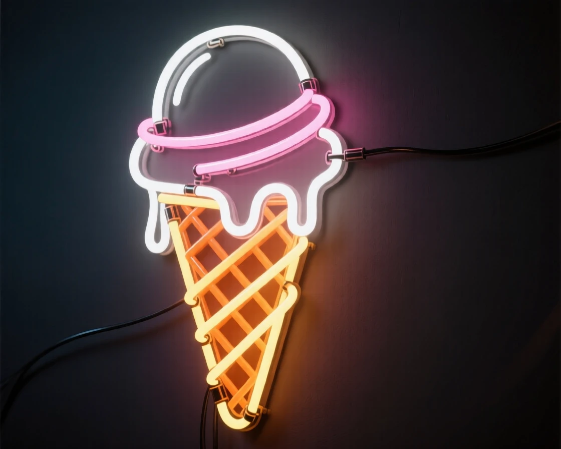 A scoop of ice cream melting slowly in a waffle cone.