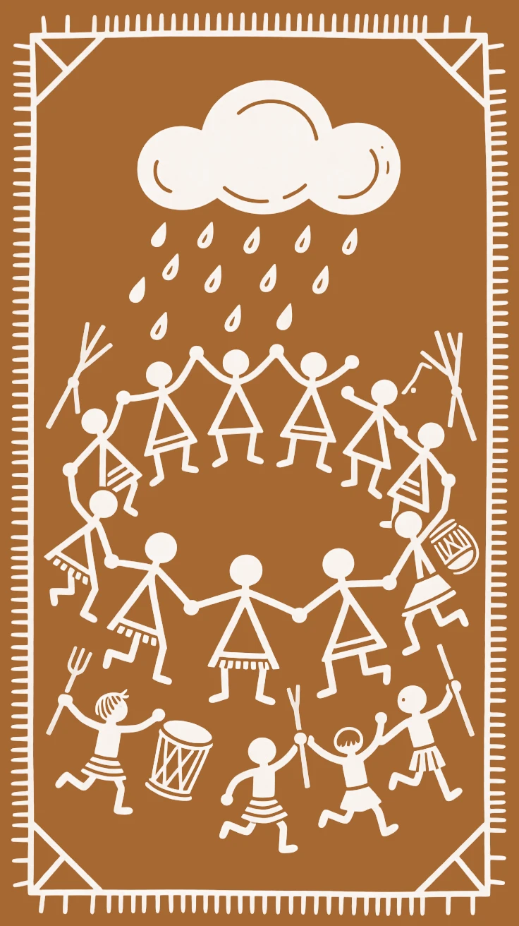 A monsoon welcoming ritual celebrated as children run through the crowd with excitement.