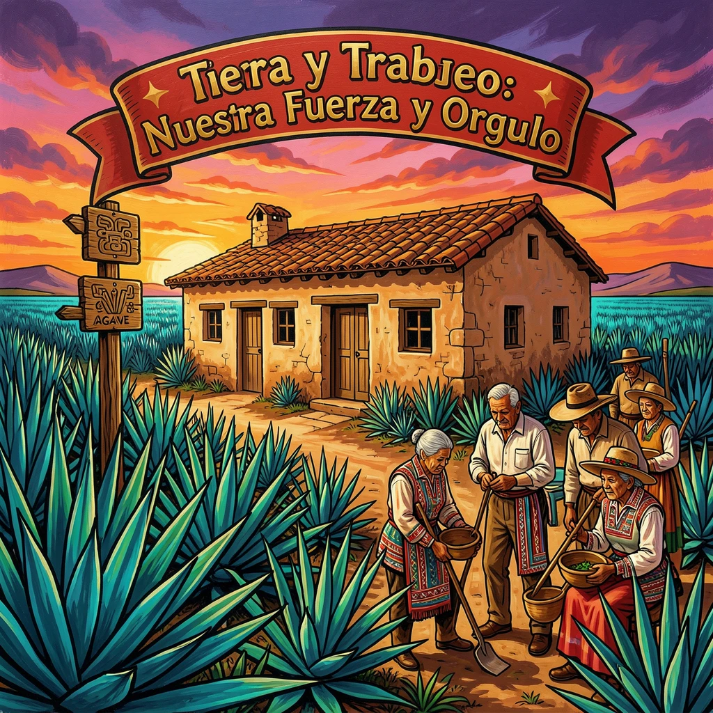 A rustic hacienda surrounded by fields of agave