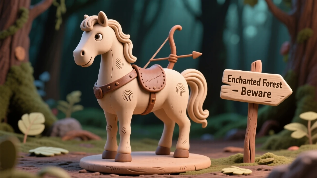A centaur standing guard at the edge of an enchanted forest