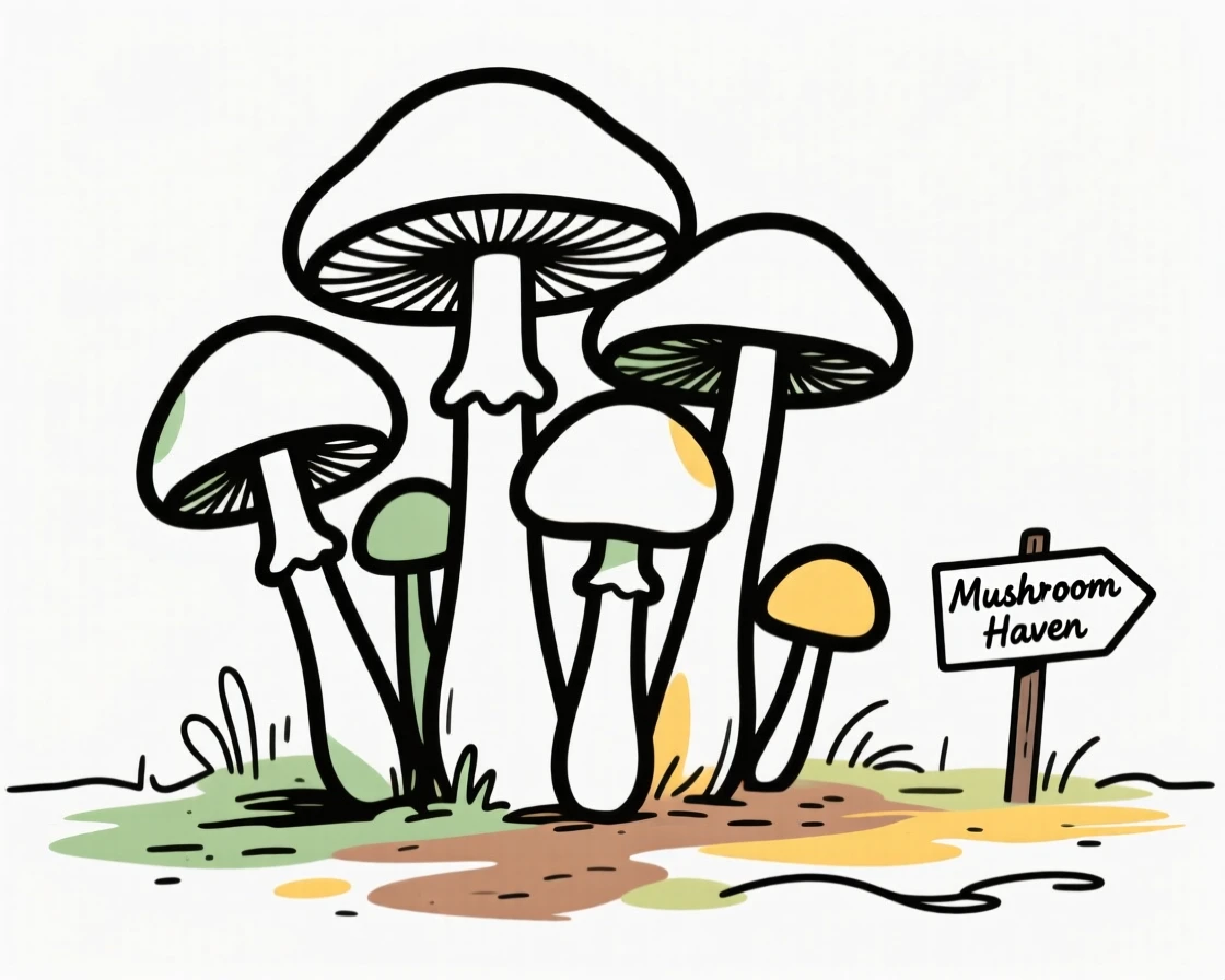 A mushroom cluster on a forest floor