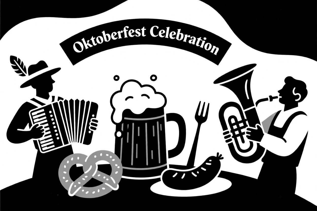 An Oktoberfest celebration with traditional food and music.