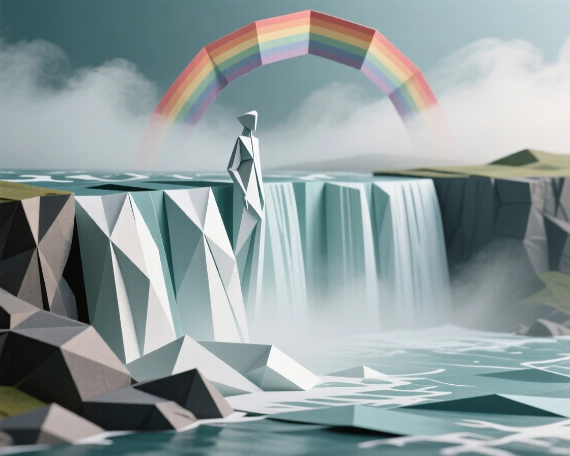 Niagara Falls thundering over the cliffside with mist rising in a rainbow arc.