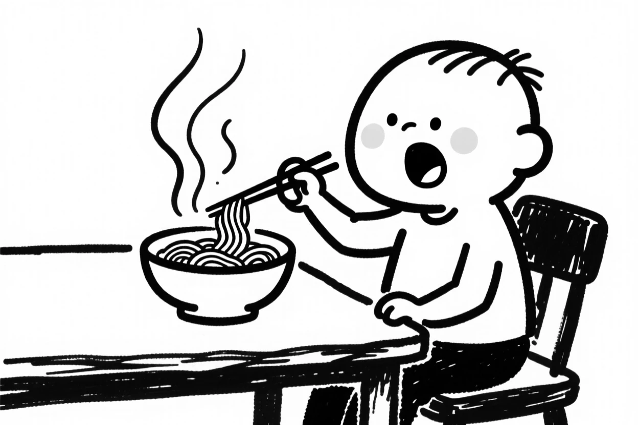 A cozy table set with a steaming bowl of ramen, chopsticks poised to dig in.