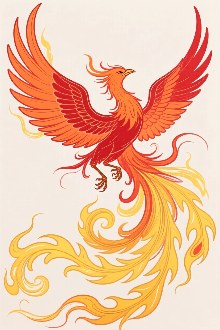 A phoenix rising in a swirl of golden flame.
