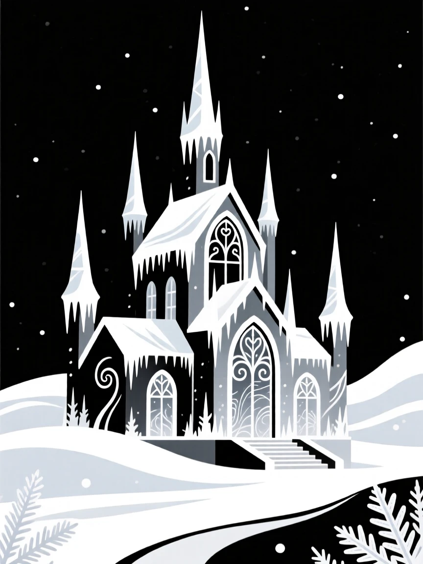 An ice queen's palace glittering with frost.