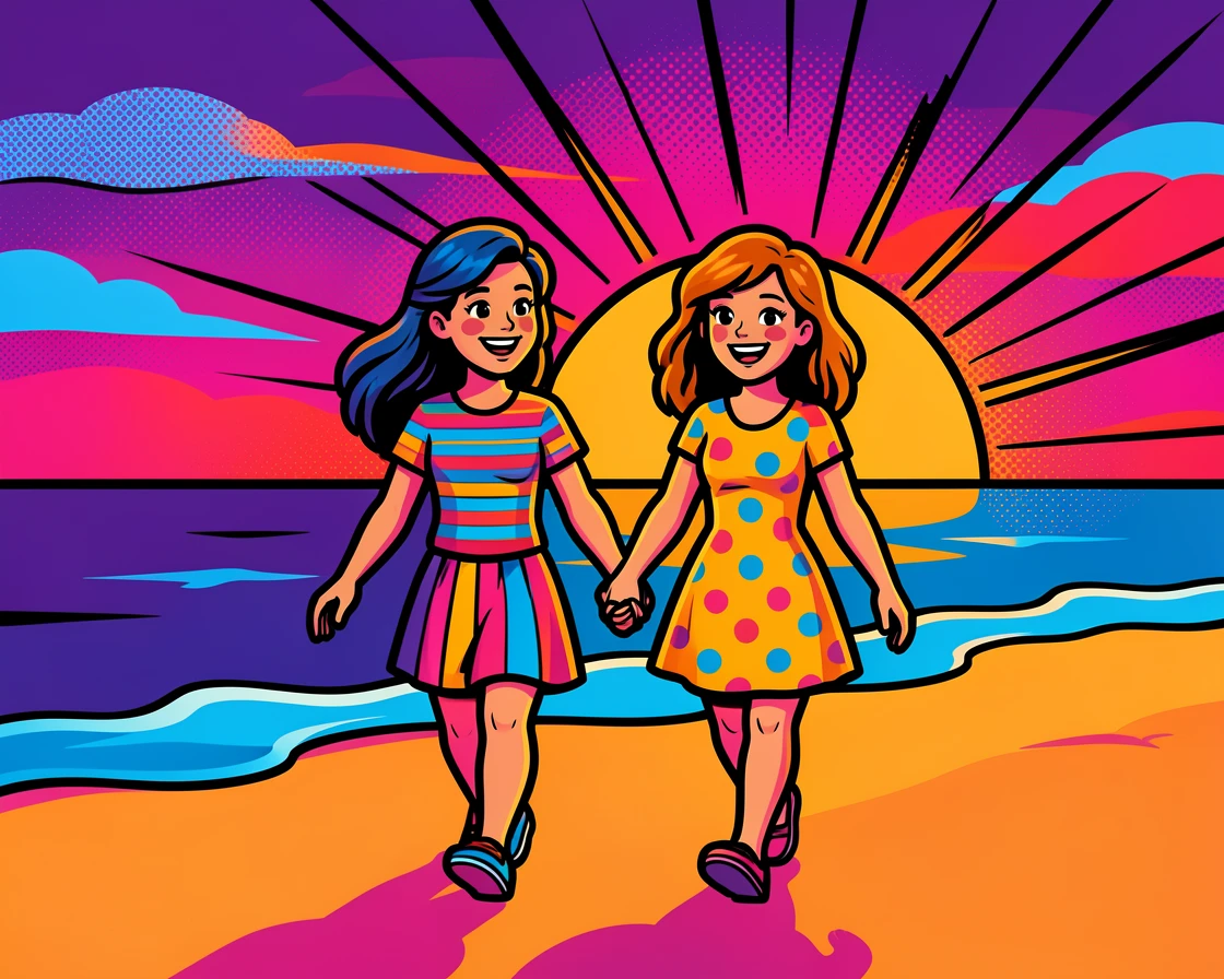 A couple walking hand in hand along a quiet beach at dusk