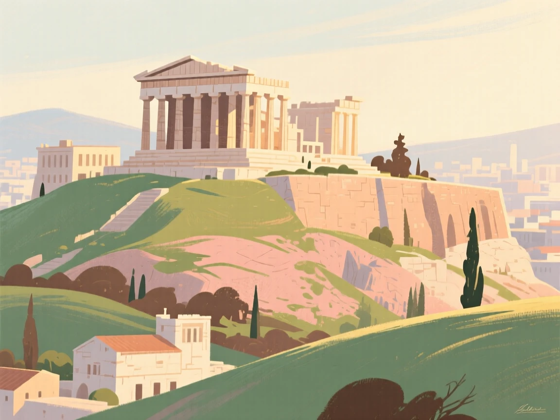 The Acropolis crowning the hill above Athens