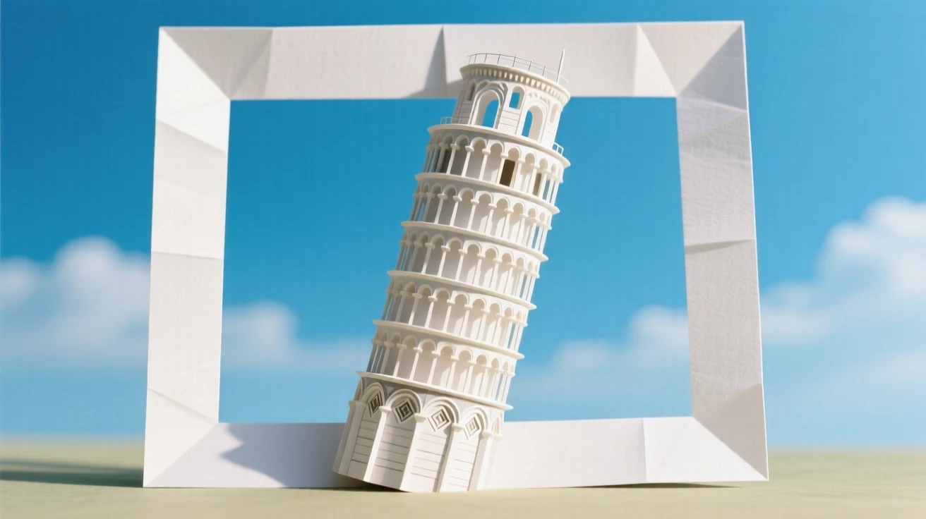 The Leaning Tower of Pisa framed against a bright blue Tuscan sky.