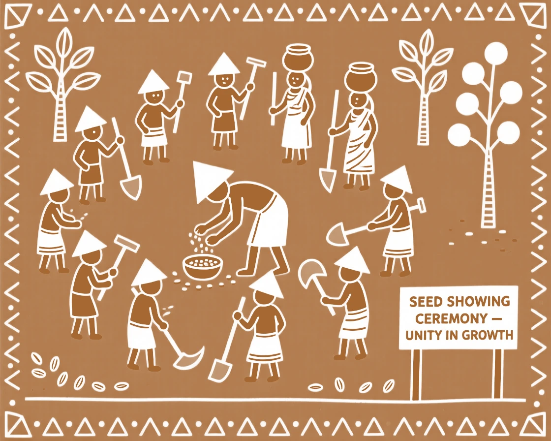 A seed-sowing ceremony celebrated with the whole community gathered in the square.