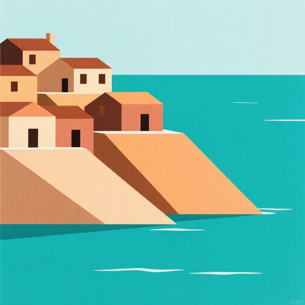 A hillside town overlooking a turquoise sea