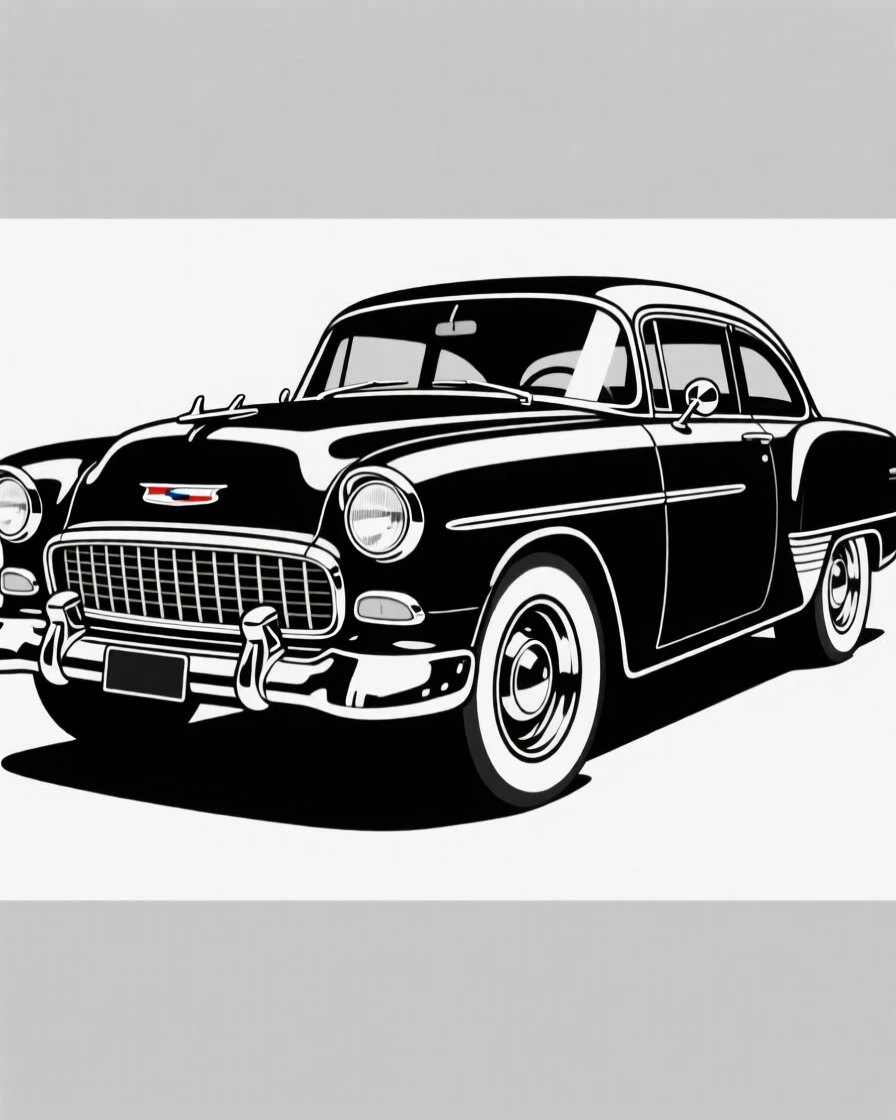 A hot rod car with gleaming chrome details.