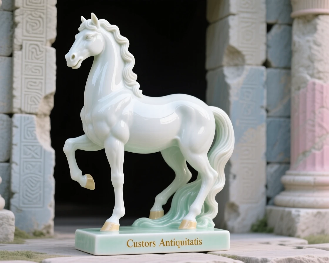A majestic centaur guarding the entrance to an ancient ruin, an aura of quiet, ancient power surrounding it.