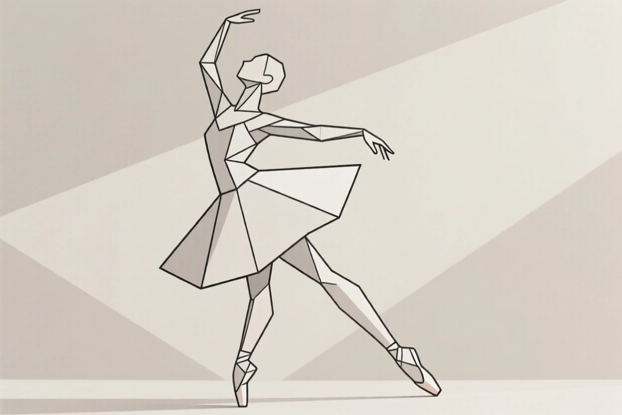 A ballerina mid-pose in a graceful stance